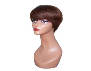 Short Bob Wavy Wig With Bangs Full Machine Made No Lace Wigs For Women Brazilian Remy Straight Human Hair Pixie Cut Wig4257135
