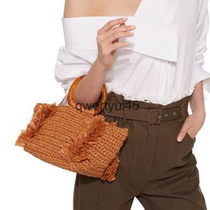 Totes Woven Womens andbag andmade Summer Beac Bag Boemia Female Tassel Soulder Crossbody Bags Knied Straw ToteH24218