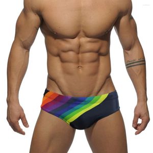 Underpants Swimsuit Rainbow Low Waist Men's Triangle Cup Anti Embarrassment Lace Up Beach Pants Swimming Trunks Sexy Underwear
