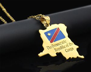 Weiyu Democratic Republic of the Congo Map Small Pendant Necklace Gold Color DRC Jewelry for Women Girl Necklace Jewelry Gift6776278