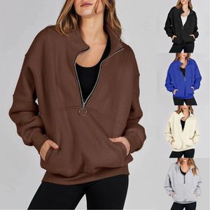 Women's Hoodies Quilted Shirt Womens Oversized Quarter Zip Sweatshirt Long Sleeve Drop Shoulder Pullover Half Extra Large Sweatshirts Women