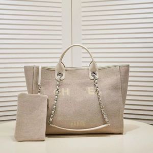 الأزياء الأزياء الفاخرة حقيبة Womens CC Tote Designer حقيبة الشاطئ حقيبة يد للنساء حقائب حمل مع ترابط حقائب اليد رجالي أكياس القطن أكياس القطن محفظة