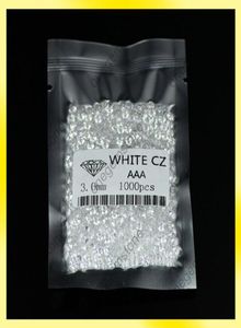 Lose Edelsteine aus kubischem Zirkon, 1 mm, 3 mm, runde Form, weiße Farbe, 1000 Stück, mit fabrikneuer Verwendung für DIY-Schmuck97386866712774