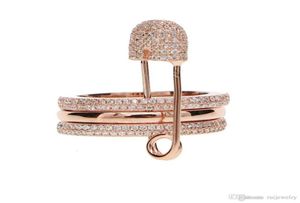 2019 Fashionable three finger rings with pins stack design safety pin designer unique fine elegant women jewelry punk stack ring247284084