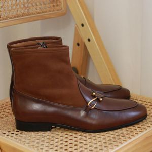 Botas masculinas de couro sintético com zíper, design de salto baixo, casual, moda casual para homens Zapatos De Hombre XM323 211023