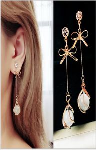 Earrings 925 silver needle cat039s eye stone earrings show thin temperament bowknot academy style lady long9358807