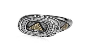 925 Sterling Thai Silber Punk Rock Auge Gottes Pyramide Inlay Edelstein Naturstein Ring Schmuck6641263