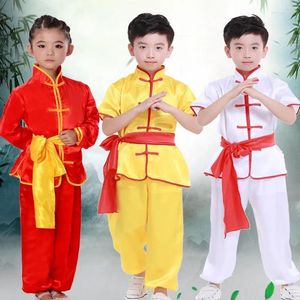 ステージウェアドライブドーニング中国の伝統的なユニフォーム格闘技コスチュームシャツパンツキッズ子供ウシュ服のためのセット