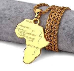 Gold Silver Mens Women Fashion Charm Africa Map Pendant Halsband Rostfritt stålkedja Hip Hop Jewelry Punk Men Necklace For Gift7756237