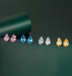 S925 agulha de prata mosang diamante em forma de pêra corte simulação broca brincos gota de água women039s cor tesouro brincos ye4764482