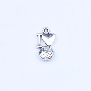 New fashion silver copper retro I Love Volleyball Pendant Manufacture DIY jewelry pendant fit Necklace or Bracelets charm 500pcs l285n