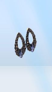 Creative Charm Water Drop Shaped Earrings for Women Girls Navy Blue Zircon Stud Earrings Party Wedding Jewelry6396483