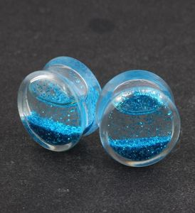 Ear plug piercing F59 60pcs mix 616mm body jewelry double flared ear gauge glitter liquid flesh tunnel piercing8342285