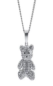 Men Women Rhinestone Bear Pendant Necklace Fashion Hip Hop Jewelry Gold Silver Stainless Steel Chain Punk Designer Necklaces For M4889451