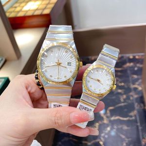 زوجين من الرجال نساء الساعات أعلى العلامة التجارية مصمم أزياء Diamond Watch عالي الجودة الفولاذ المقاوم للصدأ ساعة الرسغ