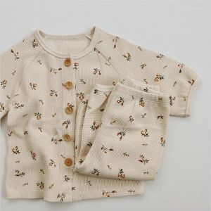 Set di abbigliamento Ragazzi e ragazze Vestiti per la casa Vestito Primavera Autunno Coreano Stampato floreale Pigiama per bambini Neonato Bambini 2 pezzi WT768