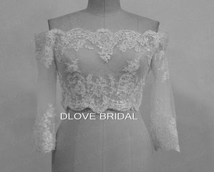 Romantic Off the Shoulder Lace Appliques Bridal Jacket 34 Long Sleeve White Ivory Wedding Bolero Custom Made Real Po Bridal Ac3053002