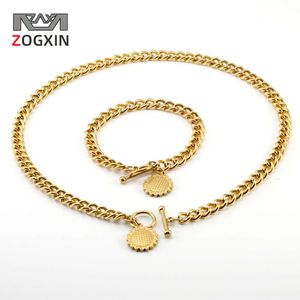 Stainless steel OT buckle Cuban chain necklace for men 18K gold fashionable hip-hop titanium steel bracelet necklace for women