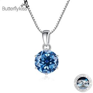 Butterflykiss 1 CT Real Pendant Necklace For Women Top Quality 925 Sterling Silver Wedding Party Bridal Fine Jewelry 240127