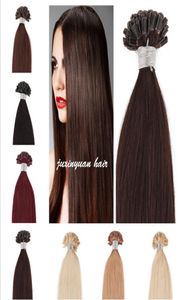 14Quot 24Quot 05GS 300Slot Keratin Nail U Tip Hair Extensions 1 1B 2 4 6 27 99J 27 613 60 Color7819646