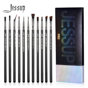 Jessup Eyeliner-Pinsel-Set, 11-teiliges professionelles Pinselset, konisch abgewinkelt, flach, ultrafein, Präzisionsset T324 240131