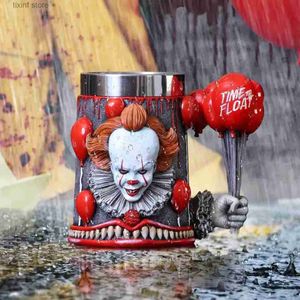 Becher 200/400 ml Edelstahl Harz Tasse Clown Becher Lustige Bier Kaffee Neue Ballon Becher Halloween Horror Geschenk 2023 kreative T240218