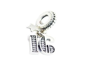16 birthday charms number dangle 925 sterling silver fits original style bracelet 797261CZ H811042355088490