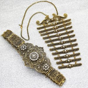 Sunspicems Caucasus Women Belt Bride Bride المجوهرات مجموعات الزفاف العرقية حزام حزام قلادة الصدر التركي سلسلة الخصر 240127