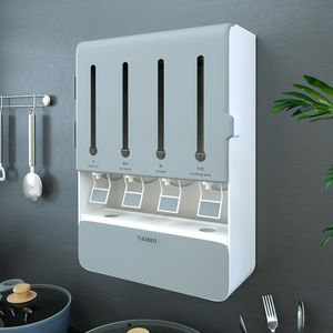 Wall-Mounted Kitchen with Pressing Faucet Seasoning Containers Soy Sauce and Vinegar Seasoning Bottle Edible Oil Pot Rack Seasoning Rack