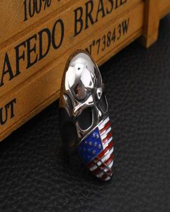 Mode Amerikanische Flagge Masked Infidel Schädel Biker Ring Edelstahl Schmuck Gothic Schädel Motor Biker Männer Ring für Männer Geschenk 2 Col6120691