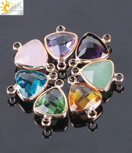 CSJA 13mm Mixed Color Glass Beads Triangle Double Buckles Connector Faceted Loose Bead for DIY Necklaces Bracelets Earrings Jewelr4166274