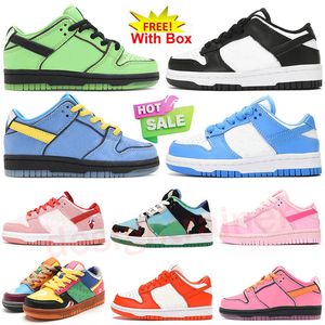 Kids Shoes With Box Triple Pink Foam Panda Unc Low StrangeLove Laser Orange Blossom Bubbles Buttercup Holiday Special Cheap Toddlers skateboarding shoes