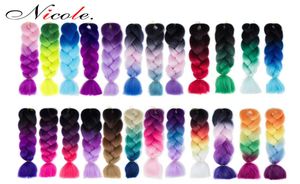 Nicole Dwa -Tone Ombre Crochet Braids Włosy Kanekalon Jumbo Braids Syntetyczne przedłużenie włosów syntetyczne włosy Włosy więcej kolorów na 1646577