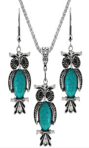 10 Set Pendant Drop Earrings Lovely Dolphin and Owl Shape Green Turquoise Stone Silver Plated Jewelry8545941