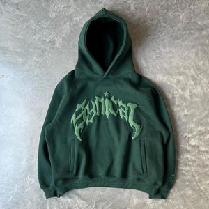 Kadın Hoodies Haruku Sinik Grafik Sweatshirt Peluş Peluş American Sakul Vintage Y2K Sokak Giyim Yüksek Sokak Takip Erkek Giyim