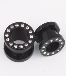 Ear piercing F39 50pcslot mix312mm arylic body piercing jewelry uv black crystal ear plug flesh tunnel4936117