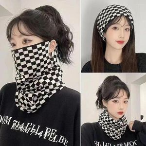 Bandanas Classic Black White Plaid 3in1 Winter Polar Fleece Snowboard Scarf Face Unisex Snood Wear Warmer Ski Thermal Ne X0e5