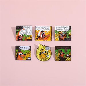 THIS IS NOT FINE Enamel Pins Custom Cartoon Dog Brooches Lapel Pin Fire Elf Japanese Anime Badge Jewelry Gift Fans Friends