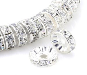 Tsunshine Rondelle Spacer Crystal Charms Koraliki Komponenty Srebrne Plane Czech Rhinestone Loose Koralik do biżuterii Making DIY Bracele7470078