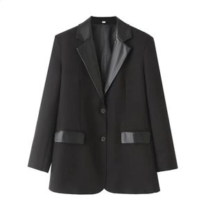 Taop Za Ранняя весна Женский модный повседневный универсальный кожаный костюм-пальто 240127