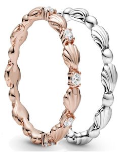 Originele Sparkling Kralen Seashell Met Crystal Ring 925 Sterling Zilveren Voor Vrouwen Verjaardag Europa Gift Diy Sieraden2028266