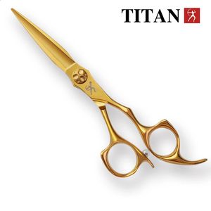 Titan cabeleireiro tesoura de cabelo profissional ouro cabeleireiro barbeiro ferramenta corte 240126