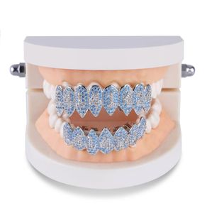 Srebrny kolor lodowany 1414 Gold Grillz Crystal Biżuteria