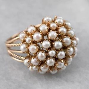 Gold Color Fashion Pearls Big Rings For Women Wedding Engagement Lady Jewelry 2024 240125