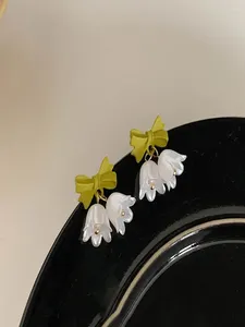 Dangle Earrings Korean Statement For Women Cute Romantic Plant Resin Drop Small Flower Female Jewelry 2024 Trend Free Shopping