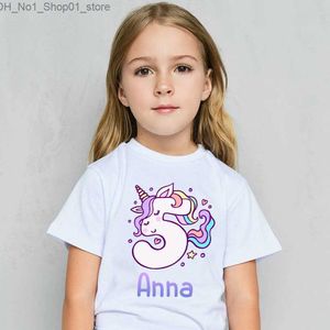 T-shirt Stampa personalizzata T-shirt di compleanno per bambini T-shirt per bambini con nome personalizzato Tops Camicia per ragazze Abiti per feste di compleanno T-shirt carina Q240218