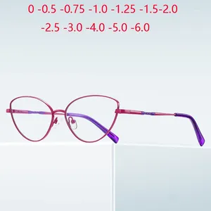 Sunglasses Red Frame Anti Blue Rays Cat Eye Nearsighted Glasses For Women Fashion Spring Hinge Prescription Spectacles 0 -0.5 -0.75 To -6.0