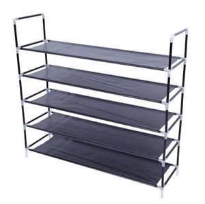 5 Tier Shoes Rack Stand Storage Organizer Nonwoven Tyghylla med hållare Stackbart garderobsfartyg från USA3804832