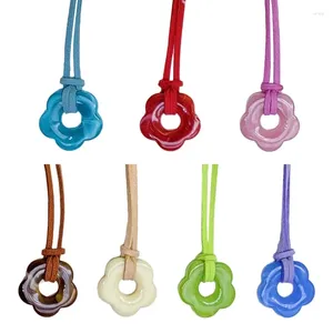 Pendant Necklaces Fashion Resin Flower Necklace Sweet Cool Clavicle Chain Choker Jewelry Colorful Rope Neck