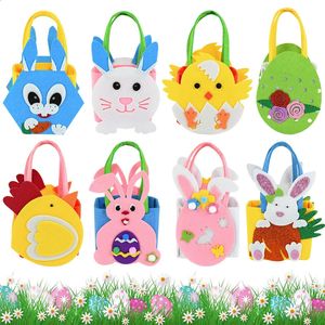 10PC Easter Felt Egg Basket Chicken Rabbit Biscuit Candy Gift Storage Bag Childrens Discount 2024 Happy Easter Party Decorative Supplies 240218